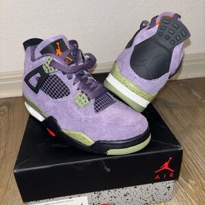 Retro Jordan 4 Women's Sneakers in Purple and Green